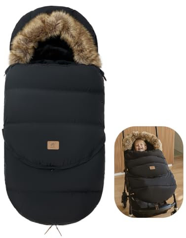 Fairy Baby Cosytoes Fußsack für den Winter, warm, wasserdicht, winddicht, universeller Fußsack für Kinderwagen, Buggy, Autositz, 80–105 cm, Schwarz
