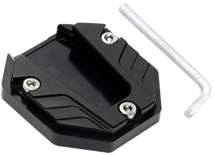 JNNJ Motorrad Ständerverlängerung, Motorrad Seitenständer Kickständer Seitenständervergrößerungsplatte CNC Aluminium Pad, Verschleißfest Motorradzubehör(Schwarz)