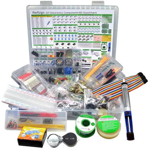 2300PCS XXXXL Complete Set DIY Electronics Component Assortment Box Kit,IC,Solder,Solder Sucker,PCB,Breadboard,Jumper Wire,Magnifying Glass,Resistors,Capacitors,LED,Triode,Potentiometer,Speakers