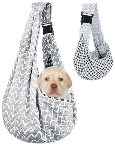 Lvjkes Bolso Perro pequeño, Plegable, Bolso para Perros pequeños Ajustable de Alta Capacidad, Un Hombro, Cruzada, Portátil para Uso en Exteriores para Perros y Gatos Pequeños (Gris Ondulado)