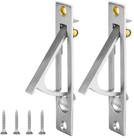 XIHIRCD 2pcs Poignées de Porte Escamotables en Acier Inoxydable 304 Avec Vis Quincaillerie de Porte pour Salle de Bain Placard Couloir Buanderie (Argent)