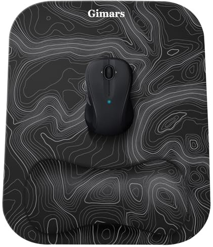 Gimars Tapis de Souris, Tapis de Souris Ergonomique Repose Poignet Gel, Grand Support Mouse Pad avec Base Antidérapante pour Ordinateur, Gamer Bureau, Dessous de Verre Gratuit Inclus, Carte