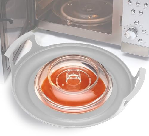 Bandeja De Silicona con Asas para Microondas, Bandeja para Microondas, Soporte para Tazón De Microondas De 11,75 Pulgadas Caddy De Microondas para Platos De Comida Caliente Platos Tazón