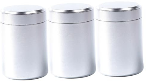 Cabilock 3 Piezas Lata De Almacenamiento Al Aire Tarro De Galletas Recipientes De Té Herramientas Al Aire Tazón De Azúcar Tarro De Dulces Tarro De Cafe Viajar Metal Lata Pequeña