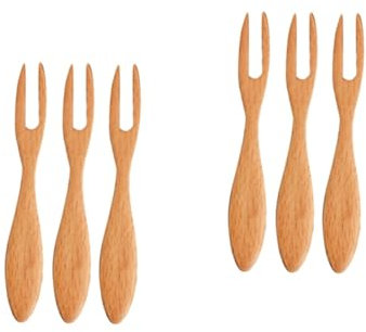 Alipis 6stücke Holz-fruchtgabeln Mit Breitem Griff Multifunktionale Dessert-picks Für Kuchen Snacks Und Salate Leicht Und Einfach Zu Reinigen Für Partys Und Feste