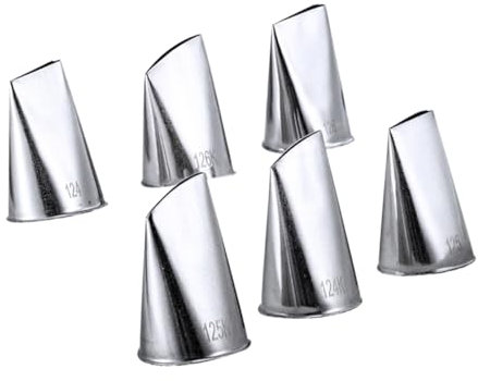 TOPBATHY 6pcs Stainless Steel Cake Frosting Tip Nozzle Set, Professional Pastry Cream Squeeze Mouth, Rose Shape Piping Nozzles for Baking and Cake Decorating