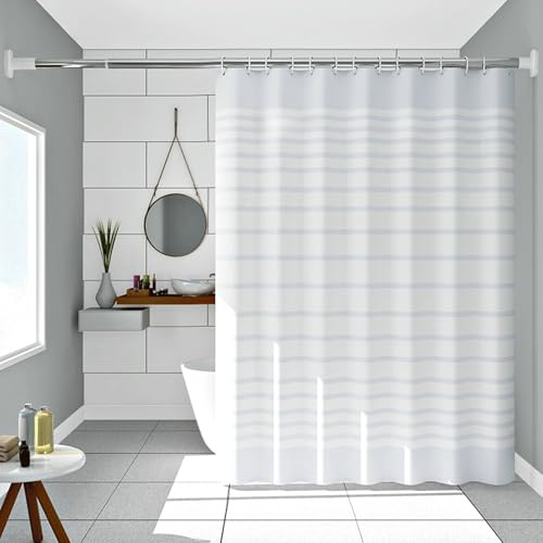 Duschdraperi 80 x 200 cm vit, vattentät anti-mögel och torkning snabbt duschdraperi med öljetter, PEVA badgardin transparent vitt duschdraperi för badkar med duschdraperiringar
