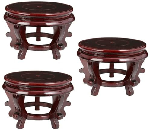 plant stand3pcs Untersatz für Blumentöpfe Holzbank Blumentöpfe Zimmerpflanzenbank Topfpflanzen Orientalischer Pflanzenständer Dekorativer Untersatz aus Holz Kleiner Pflanzenständer Östlicher Blumentop