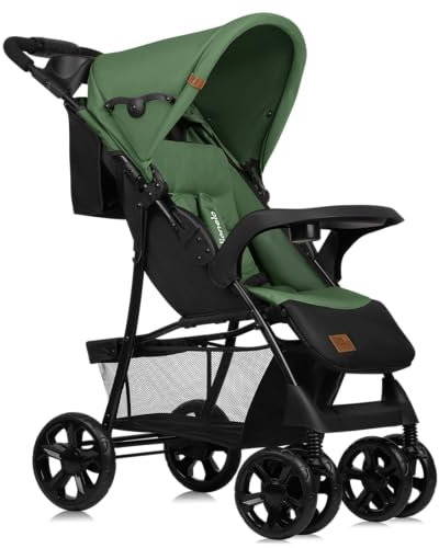 LIONELO Emma Plus Kinderwagen bis zu 15 kg, Kindersportwagen, leicht modern klein Buggy mit Liegeposition, zusammenklappbar, große Räder, großer Korb, Tasche Stone