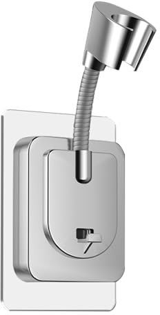 Soporte para alcachofa de ducha sin taladrar, soporte de ducha de mano ajustable con adaptador de silicona, montaje en pared, adhesivo fuerte, soporte para cabezal de ducha para baño, soporte para