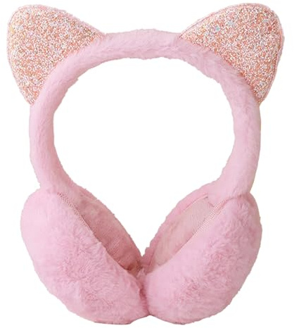 IHCEMIH Ear Muffs Women Girls Earmuffs Winter Accessories Fluffy Plush Adjustable Adults Outdoor Thermal Ear Warmer Skiing Running Cat Ears Covers Protector from Wind Cold Gift for Girls Ladies