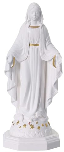 Holyart Imágenes de Resina y PVC: Estatua Virgen Milagrosa Resina Blanca y Oro 15 cm
