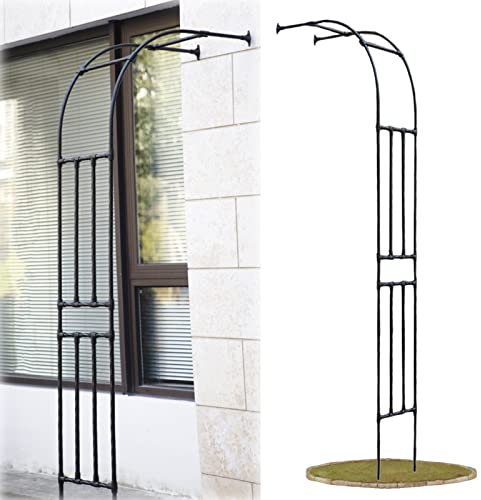 Arche de jardin robuste en métal noir de 238,8 cm, demi-arche latérale pour plantes grimpantes, résistante aux intempéries, 240 cm, idéale pour la décoration de jardin et les événements