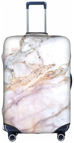 CKGODGF Elastischer Gepäckbezug mit rosa und weißem Marmormuster, personalisierter Gepäckbezug mit Reißverschluss., weiß, L