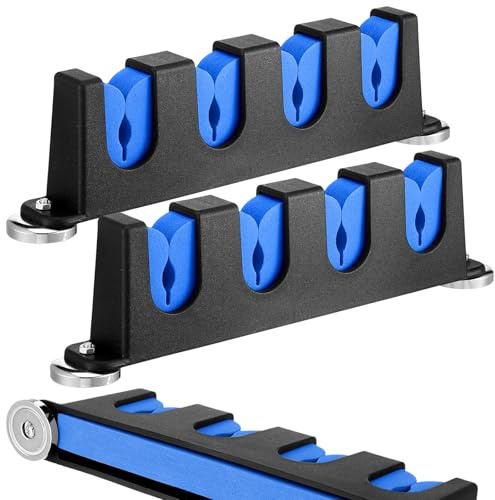 Seenelling 2 Pcs Magnetic Fishing Rod Holders for Truck Bed, 4 Rods, Blue | Vertical Fishing Pole Rack for Car Boat Wall Garage, Magnetic Base Secures to Metal Surfaces, Space Saving Organizer
