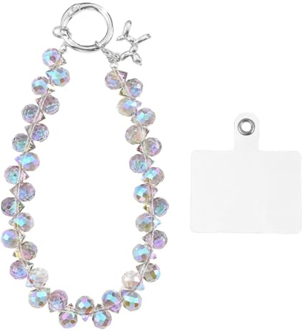 JYNVO Bracelet à breloques en cristal pour téléphone portable, accessoires pour cordon de bracelet, chaîne pour téléphone portable avec pièce de fixation, bracelet mains libres pour femme, coloré