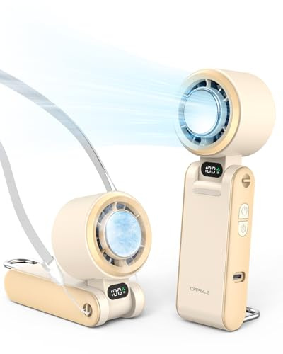 CAFELE 4 in 1 Turbo Handventilator mit Eiskühlung & 1-100 Geschwindigkeit,HD LED-Anzeige,10 Std.,135°Faltbar,Lanyard&Carabiner,4500mAh hand Ventilator Akku Aufladbar,Für Alle Reisen/Zuhause/Outdoor