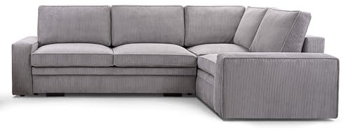 AXLIVING Cord Schlafsofa Ecksofa grau Treville mit Schlaffunktion R
