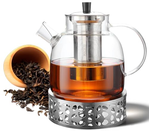 1 500 ml tekanna, glas tebryggare med siktinsats avtagbar, tekanna set av borosilikatglas, glas, tekanna, teapot för löst te, tepåse, glaskanna för alla typer av te