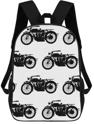Cooler, verrückter, weiß-schwarzer Motorrad-Rucksack, leicht und groß, lässig, Unisex