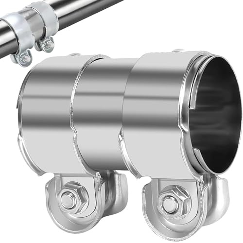 Abrazadera del Tubo de Escape, 50 X 125mm Abrazadera Doble para Tubo de Escape Doble de Acero Inoxidable, para la Reparación de Automóviles y Motocicletas