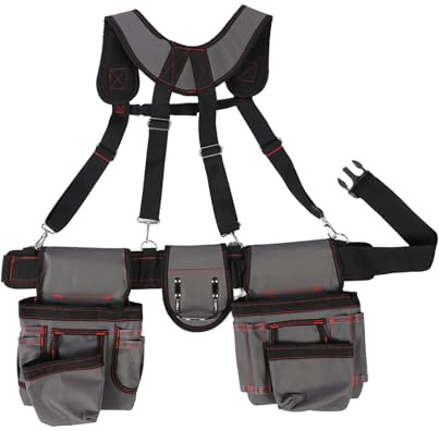 Werkzeuggürtel Mit 12 Taschen Und Hosenträgern, Professioneller Forst Werkzeuggürtel Für Handwerker, Elektriker Und Gärtner - Robustes Material, Viel Stauraum, Ergonomisch Für Und Haushalt