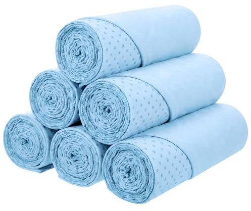 Soulchen 6 Pack Hot Yoga Towel Bulk with Grip Dot Non Slip 72 x 24 Microfiber Yoga Mat Soft Sweat Absorbent Pilates Blanket Mat Towel for Exercise Fitness Accessories Workout Gym(Blue)
