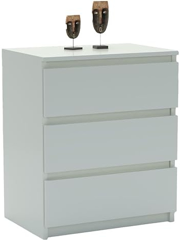 GERMAN Kommode Weiß mit 3 Schubladen – Moderner Schubladenschrank viel Stauraum – Komodenschrank Organizer für Kleidung – Geeignet für Schlafzimmer Wohnzimmer Kinderzimmer – 40T x 60B x 75H cm
