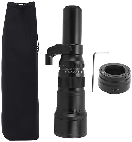 Lente Teleobjetivo 500mm F6.3, 4 Elementos en 4 Grupos, Montura R, Cuerpo de Aleación Blanca - Óptica Mejorada, Compatible con Cámaras Sin Espejo, Ideal para Astrofotografía (Negro)