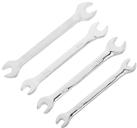 HIAKDOFT 4 pièces Clé Fourche Double Chrome-vanadium Clé à Extrémité Ouverte Prolongée pour Réparation Automobile et Assemblage Meubles