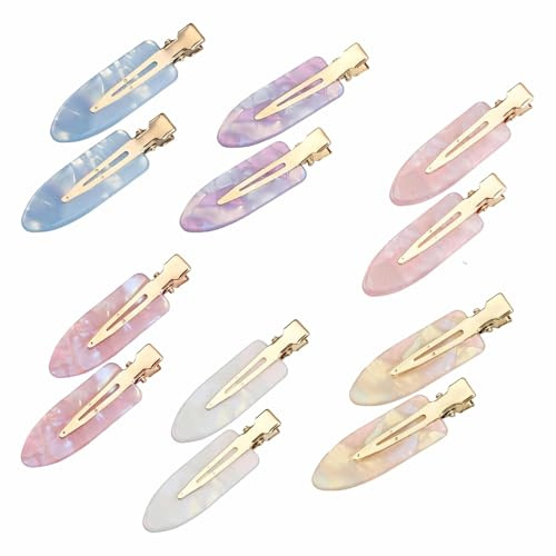 Lot de 12 Pince Plate Cheveux Barrette Cheveux Sans Courbure Plates | en Résine Acrylique Pinces à Cheveux Sans Pli pour Salon de Coiffure