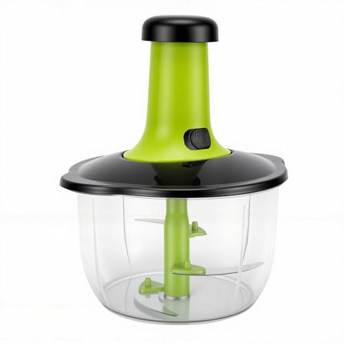 Pssopp Tritatutto Manuale, Tritaverdure a Pressione da 1,5 L – Mini Robot da per Aglio e Verdure, Ideale per Tagliare a Cubetti e Affettare Cipolle, Pomodori, Frutta Secca e per la