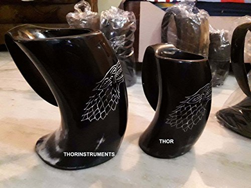 Real Horn Viking Drinking Cups Set of Two Ale Beer Wine Goblet Tankard Mead Mug Rustic Vintage Home Decor Gifts