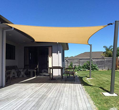 AXT SHADE Toldo Vela de Sombra Rectangular 2x3m Protección Rayos UV y HDPE Transpirable para Exterior Terraza Patio Jardín-Arena