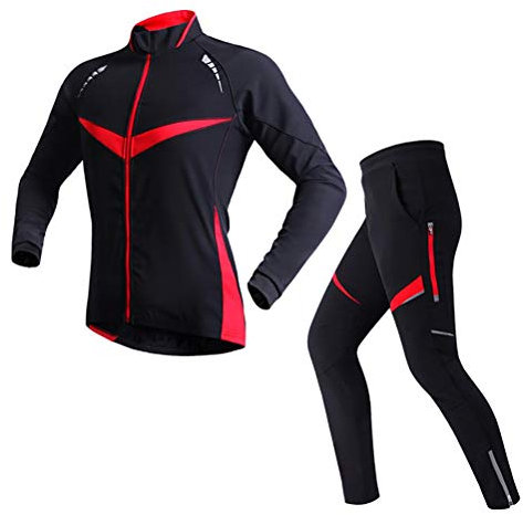 MTTKTTBD Herren Fahrradbekleidung Langarm Set Fahrrad Trikot Langarm + Radhose mit 4D Sitzpolster Atmungsaktiv Schnell Trocken Radtrikot Radsportbekleidung Radsport Anzüge Frühling/Herbst