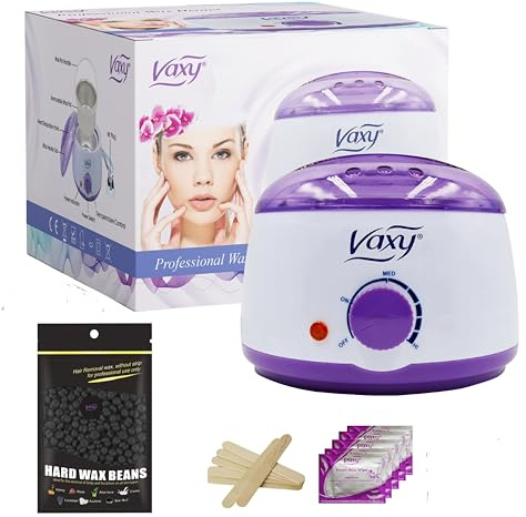 Vaxy Waxing Kit Wax Warmer Electric Wax Pot Heater with Accessories, A Complete at-Home Hair Removal Wax Kit Painless Hard Wax for full Body, face, Bikini Area, Eyebrows (Sea Mud)