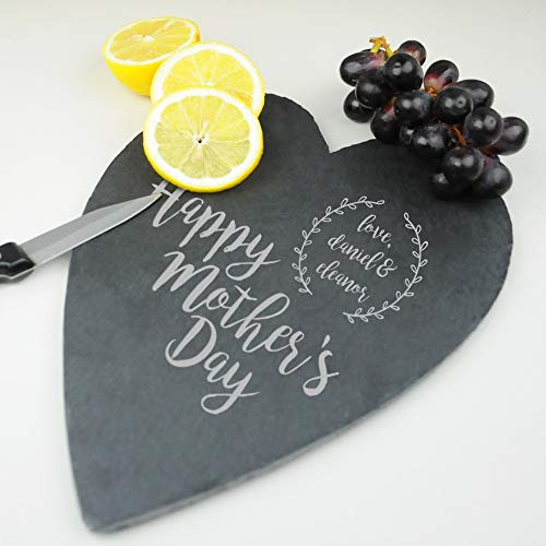 eBuyGB Personalised Slate Cheese Board, Chopping Board, Serving Platter, Charcuterie Board, Place Mat, Laser Engraved Keepsake, Mothers Day Gift