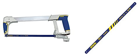 Irwin 10504407 I-125 New Professional Metal Hacksaw and Blade with Soft Grip, 300mm & 10504525 300mm/ 12-inch x 32tpi Bi-Metal Hacksaw Blades (Pack of 2)