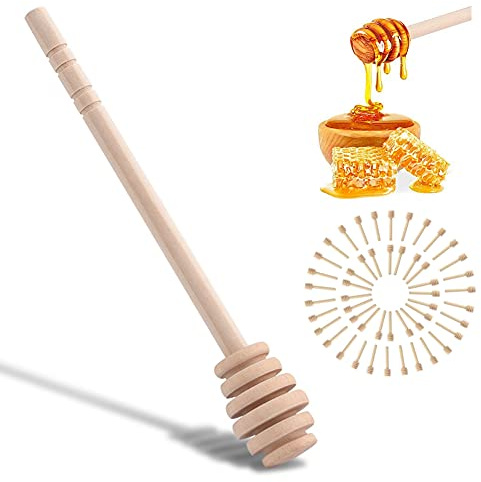 Honig-Schöpflöffel, 15cm Rührstab 50 Teile/satz Haushalt Holz Mini hölzerne Honigstöcke mit tiefen Nuten Langer Griff für Honig Dispense Jam Sirup Drizzler Rühre