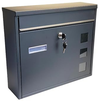 Buckingham Wall Mounted Large Steel Lockable Mail, Post, Letter Box, Weather Resistant, Black