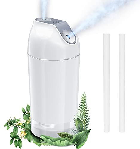 HandFun Mini Humidifier-Battery Operated 480ml Cordless Portable Small Humidifier USB Rechargeable Personal Desktop Humidifiers With Night Light & 4 Spray Modes for Car, Baby, Plants (White, 2600mAh)