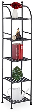 Relaxdays Standregal, Stahl, HxBxT: 145 x 33 x 28 cm, Regal Küche & Bad, 5 Gitterablagen, Metallregal stehend, schwarz