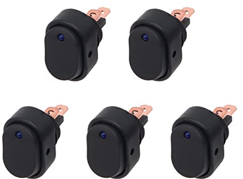 5 STÜCKE Wasserdichter LED-beleuchteter Kippschalter 12 V EIN/AUS Wippschalter Kipptasten 3 Pins für Auto Boot LKW-ASW-20D Blau