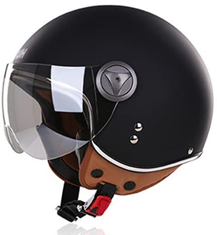 Mezzo Casco Moto retrò, Caschi Demi-Jet da Moto retrò ECE DOT Omologato, Casco 3/4 Mezzo Guscio Moto Vintage, Mezzo Casco Scodella con Parasole, metà Aperto Faccia Casco del Motociclo per Adult