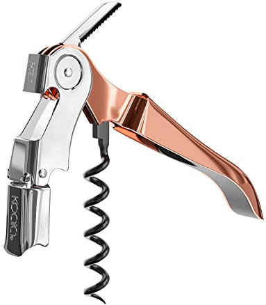 Koala Spain Sacacorchos AC de Dos Tiempos, con Resorte Articulado, Cromado Oro Rosa, Pulido a Mano