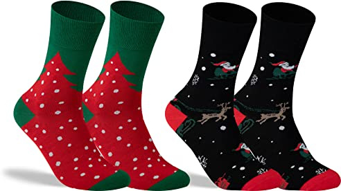 gigando - Weihnachtssocken - Socken Damen & Herren Weihnachten - kräftige Farben und bunte Weihnachtsmotive - Qualität ohne Naht aus Baumwolle - rot, silber, grün, blau