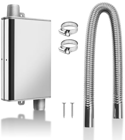 MaxEarn 60cm Stainless Steel Diesel Heater Exhaust Pipe+Upgraded Muffler | Air Diesel Heater Exhaust Pipe with 2 Clamps, Auto Parking Auxiliary Heater Accessories for Diesel Gas Vent Hose Heating