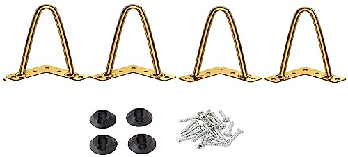 Osring 2 Inch Hairpin Legs 3/8 Dia 2 Rods, Gold Furniture Table Feet 4pcs | Solid Steel Construction, Mid-century Style, DIY Furniture Project for TV Stand, Coffee Table, Bench