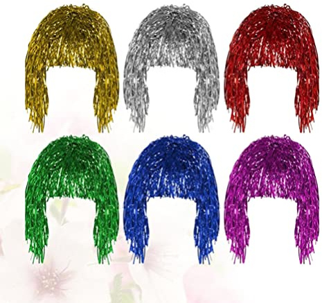 BESPORTBLE Kurze Bunte Perücke Für Damen Temperaturbeständige Faserperücke Ideal Für Mottopartys Cosplay Und Alltagsgebrauch Atmungsaktive Haarperücke Mit - 6 Stück