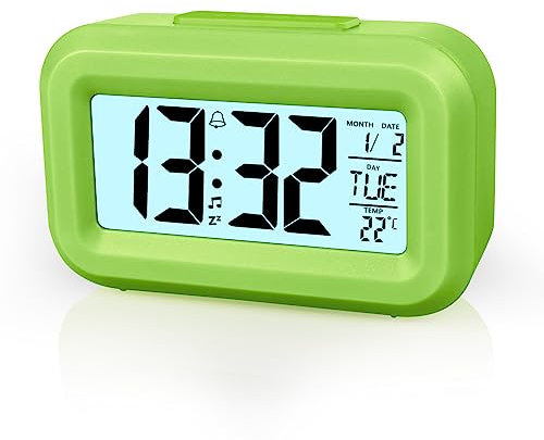 Vicloon Sveglia digitale da comodino, display LED, snooze regolabile 12/24 ore, temperatura, data, timer, controllo della luce, sveglia portatile per camera da letto, casa, ufficio, cucina
